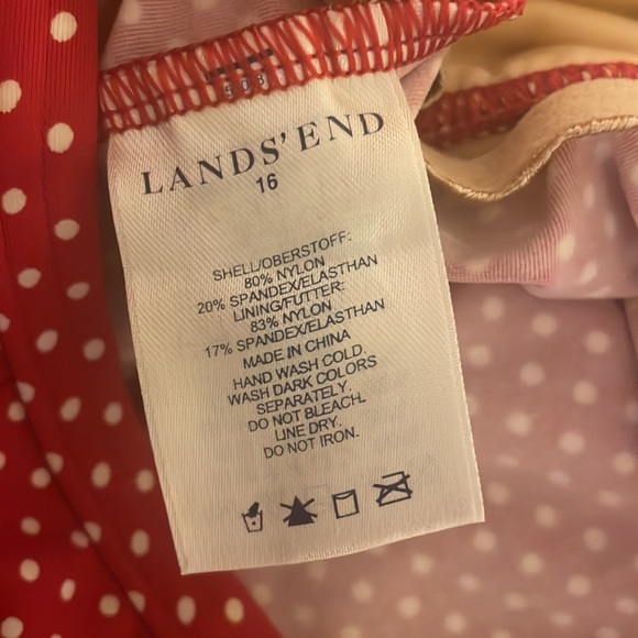 Lands End Tankini Top Polka Dot Red & White Size 16 Retro Look - Picture 3 of 3
